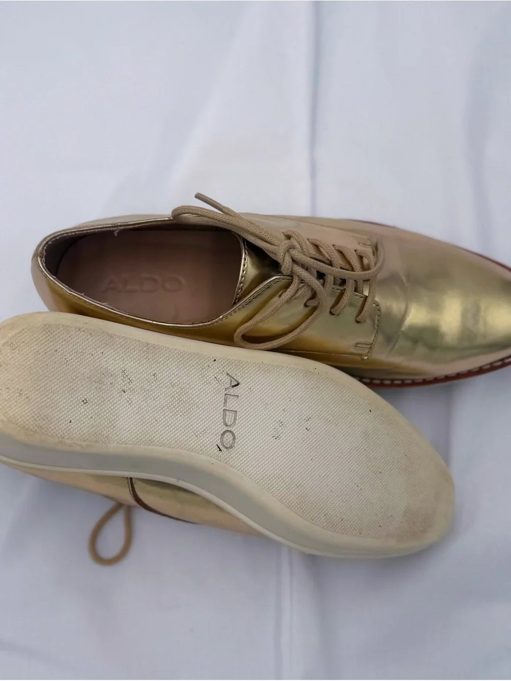 Aldo Gold Metallic Platform Derby Shoes - Women